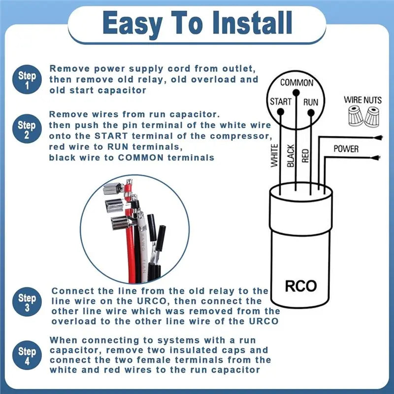 [B25B!】 1Set/3Pcs For RCO410 Compressor Hard Start Capacitor Kit For Refrigerators & Freezers 1/4-1/3 For HP 115VAC