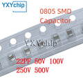 50PCS 0805 22PF 50V 100V 250V 500V ±5% 220J C0G SMD Chip Multilayer Ceramic Capacitor