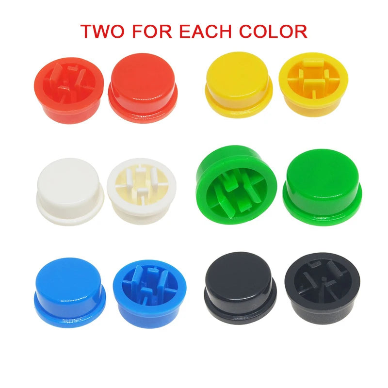 12set Tactile Push Button Switch Momentary 12*12*7.3MM Micro switch button with knob Yellow Green Red Kit 12x12x7.3