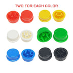 12set Tactile Push Button Switch Momentary 12*12*7.3MM Micro switch button with knob Yellow Green Red Kit 12x12x7.3