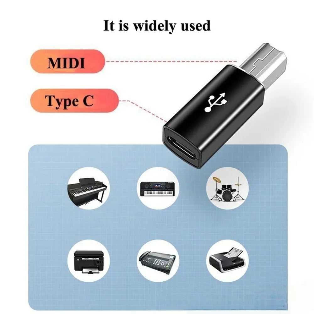 USB B Male to USB Type C Female Adapter For MIDI Controller Data Transfer Converter For HP Canon Lexmark Printer Scanner Copier