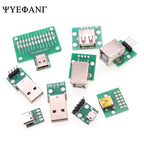 1pcs USB Male Connector/MINI MICRO USB to DIP Adapter Female Connector 2.54mm B Type-C USB2.0 3.0 Female PCB Converter