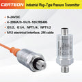 Pressure Transmitter 4-20mA Industrial Sensor M12 Connector IP67 Hydraulic Oil Air Monitoring