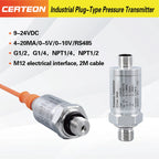 Pressure Transmitter 4-20mA Industrial Sensor M12 Connector IP67 Hydraulic Oil Air Monitoring