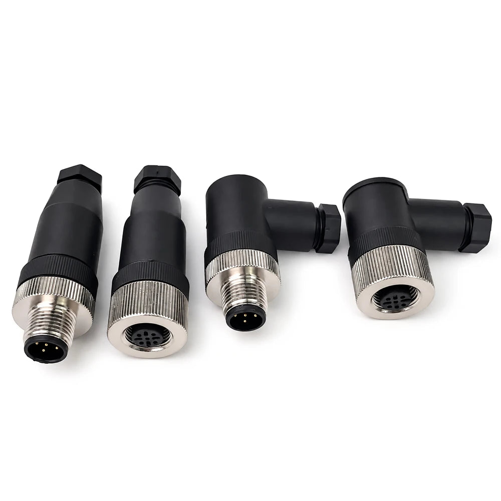 1PCS M12 A Code Circular Sensor Connector 4Pin 5Pin 8Pin 12Pin Male & Female Straight / Right Angled Waterproof Cable Plug