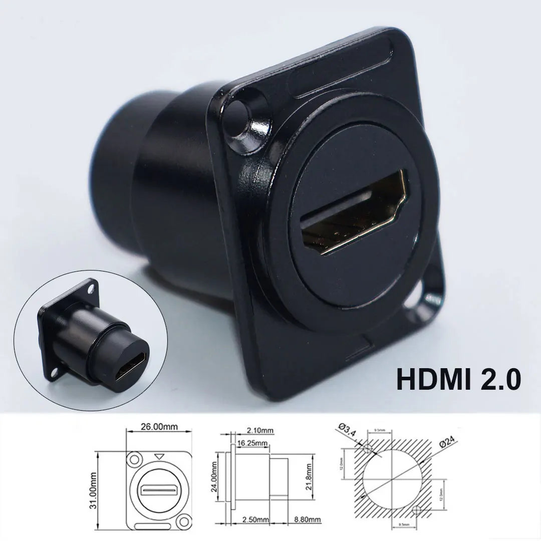 YanXI 1pc Round Socket Module D Type RJ45 Straight Through Network Type-C USB2.0 USB3.0 Connector Panel Mounting HDMI-Jack CAT6