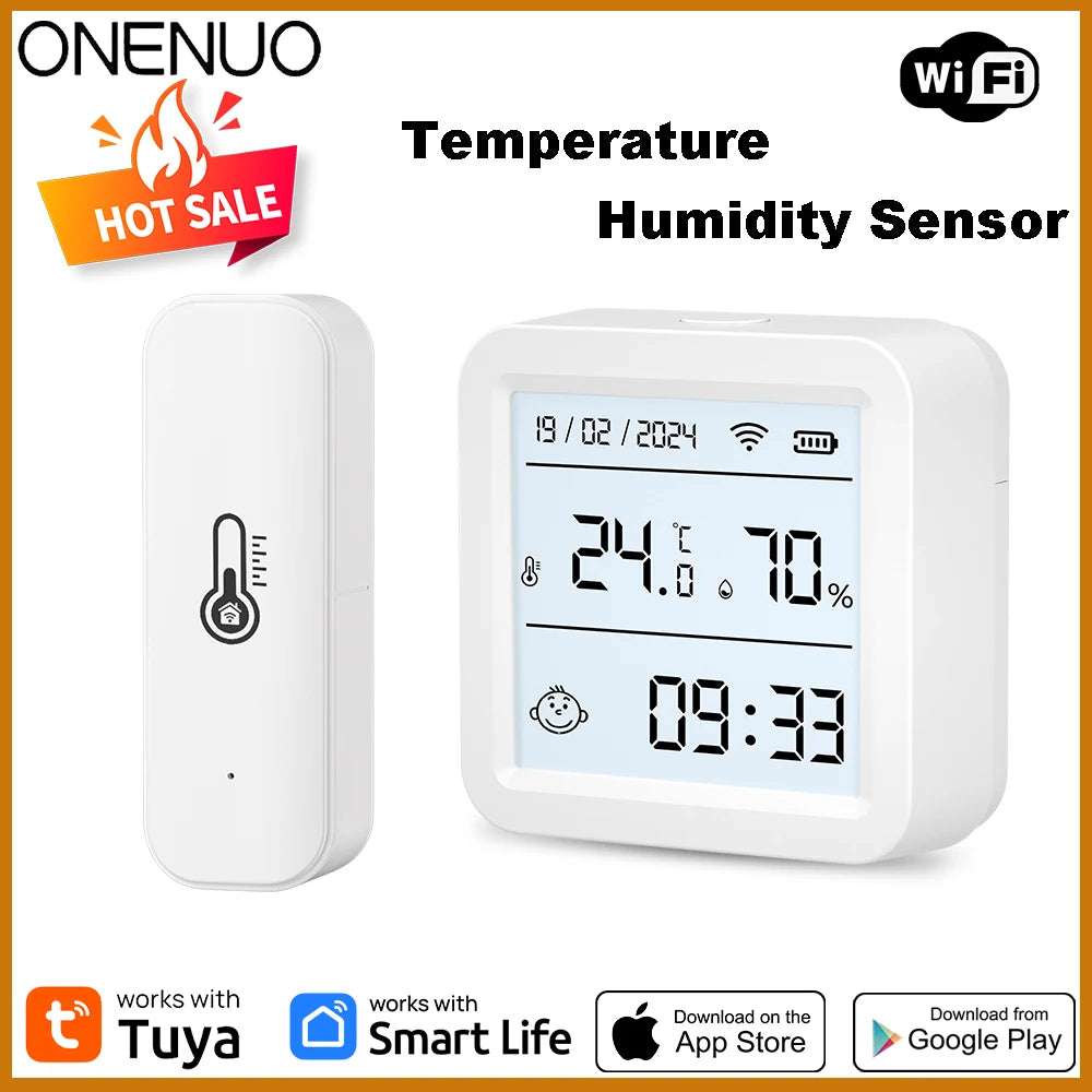 Tuya WIFI Temperature and Humidity Sensor Hygrometer Thermometer with/No LCD Display Indoor Support Alexa Google Assistant