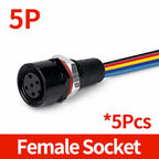 5PCS M12 Waterproof Connector IP65 Metal 2/3/4/5/6/8 Pin Male Female Panel Mount Socket Prewired Cable for  Automation Sensor