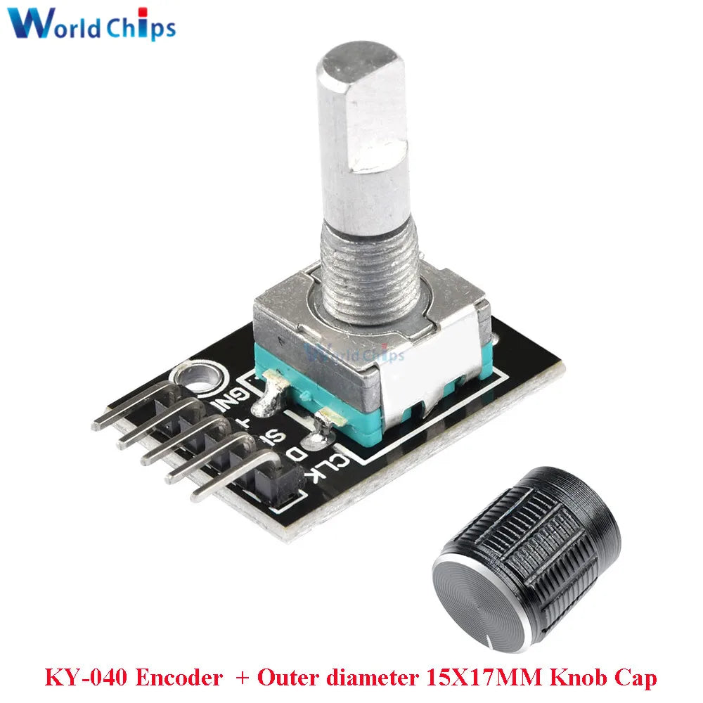 10 PCS 360 Degrees Rotary Encoder Module KY-040 HW-040 Sensor Switch 6MM Half Shaft Potentiometer Rotary Knob Cap 15×17 15×13.5