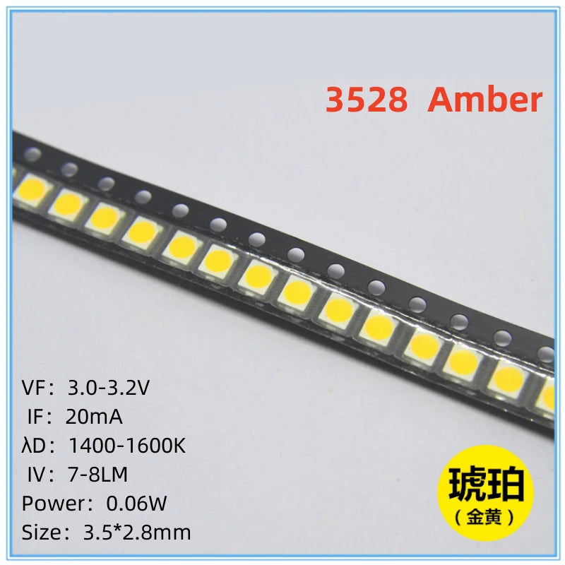 2000Pcs 3528 SMD LED Red Blue Green White Yellow Pink UV RGB LED Lamp Beads Size 1210 Light-emitting Diode High Bright Quality