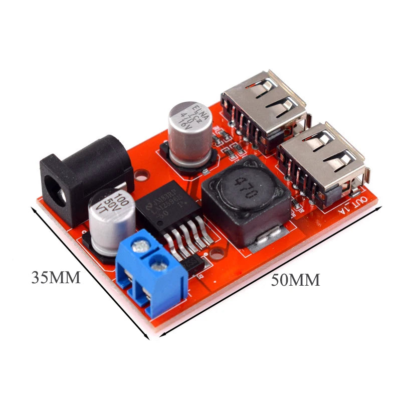LM2596 LM2596S Dual USB DC-DC 9V 12V 24V 36V to 5V 3A Step Down Buck Converter Board Car Charger Solar Power Supply Module