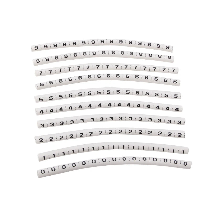 1000PCS Plastic heat shrink tubing cable marker label Wire Number 0 to 9 1-50mm white  cable markers insulation shrink ratio 2:1