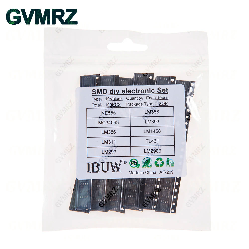 NE555 LM358 TL431 LM393 UC3842 UC3843 UC3844 UC3845 SOP-8 24C02 24C04 24C08 74HC00 SMD Power Supply IC Kit