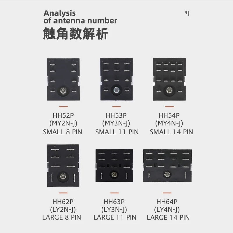 2PCS Miniature Coil General Electromagnetic Intermediate Relay Switch HH52P 53P 54P 62P 63P LED 12/24VDC 110/220VAC