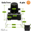 6x6mm Micro Push Switch Touch Button 4.3 5 6 7 mm Mini Tactile Pushbutton Toggle Pcb Momentary 2pin 4pin Push-button for Arduino