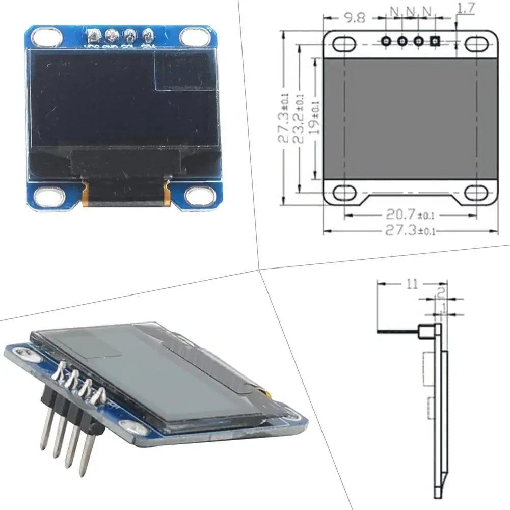 1/2/4/8 PCS 0.96" OLED Display 128x64 I2C SSD1306 Blue/Yellow LCD Display Module for Arduino Raspberry Pi ESP32 DIY Electronics