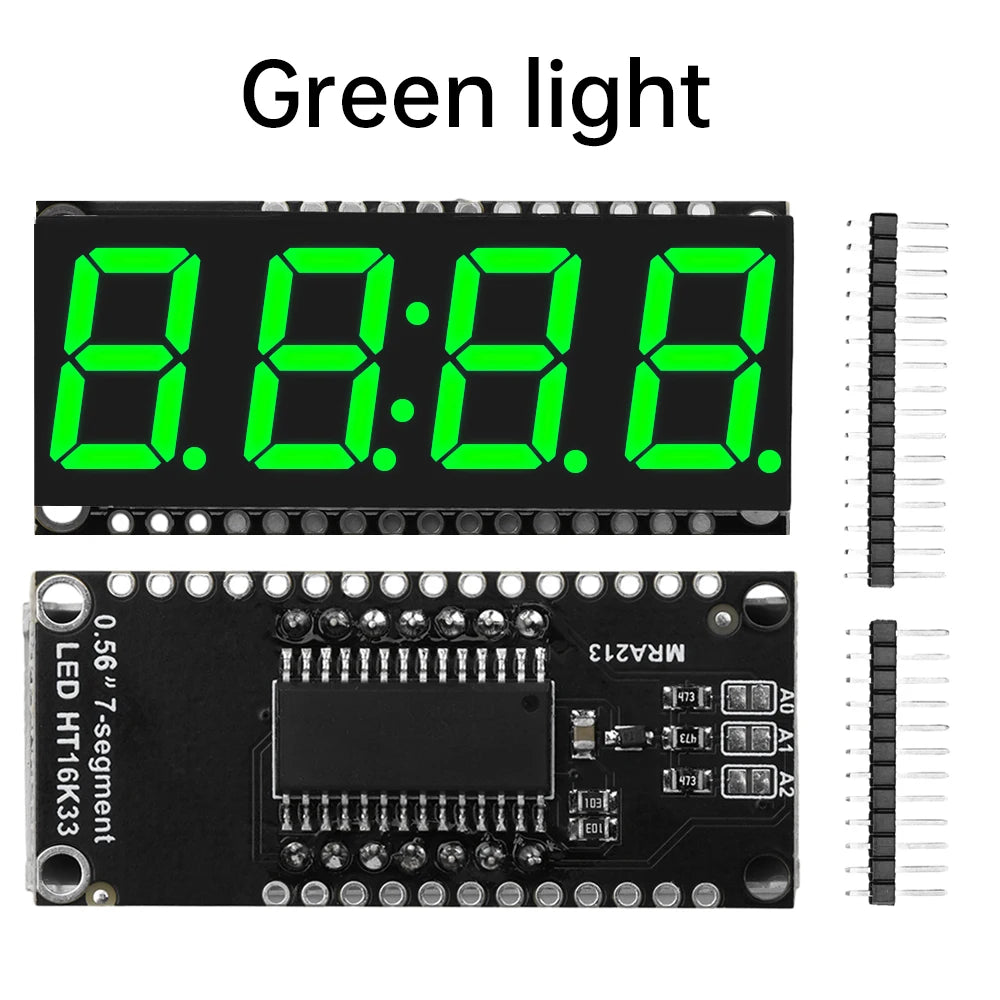 HT16K33 LED Display Module for Arduino 4 Digit 7 Segment 0.56 inch Time Clock Indicator Tube Module Red Blue Green Yellow White