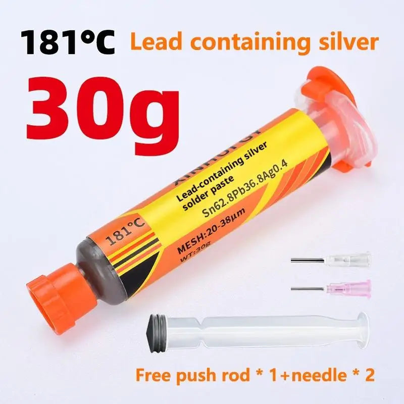 Lead-containing And 181-degree Silver-bearing Solder Paste For Syringe Soldering Applied In SMT (Surface Mount Technology) Chip