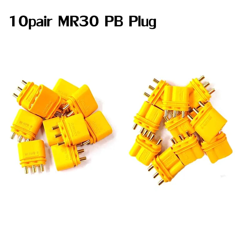 Amass 10 / 50Pair XT30 XT30U MR30 MR30PB Plug Male Female Bullet Connector Gold Plated Banana Plug for RC Drone Accessories