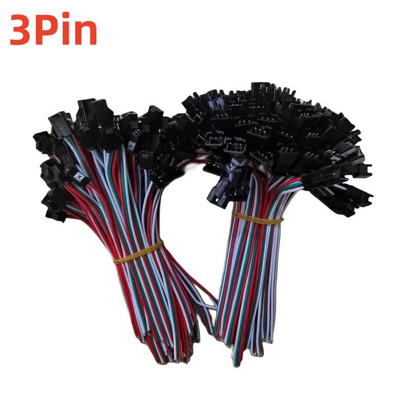 100Pairs 2pin/3pin 4pin 5pin 6Pin JST Male To Female Led Connector 15cm Wire for 2811 5050 RGB RGBW RGBCCT Led Strip Lamp Driver