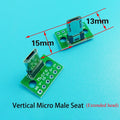 USB 2.0 Micro Male Interface Vertical Male Connector PCB Converter Adapter Board 180 Degree Vertical 5PCS Squareness