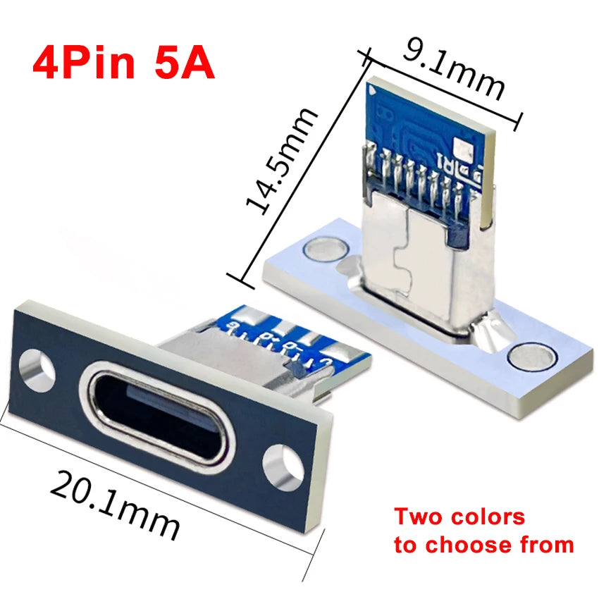 1-10pcs USB 3.1 Type C Socket With Screw Fixing Plate Type-C USB Jack 3.1 Type-C 2Pin 4Pin 5Pin 6Pin Female Connector Jack