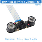 Raspberry Pi 5MP Camera OV5647 1080P Optional Wide Angle Night Vision IR-CUT Fisheye Webcam for Raspberry Pi 4 Model B 3B Plus
