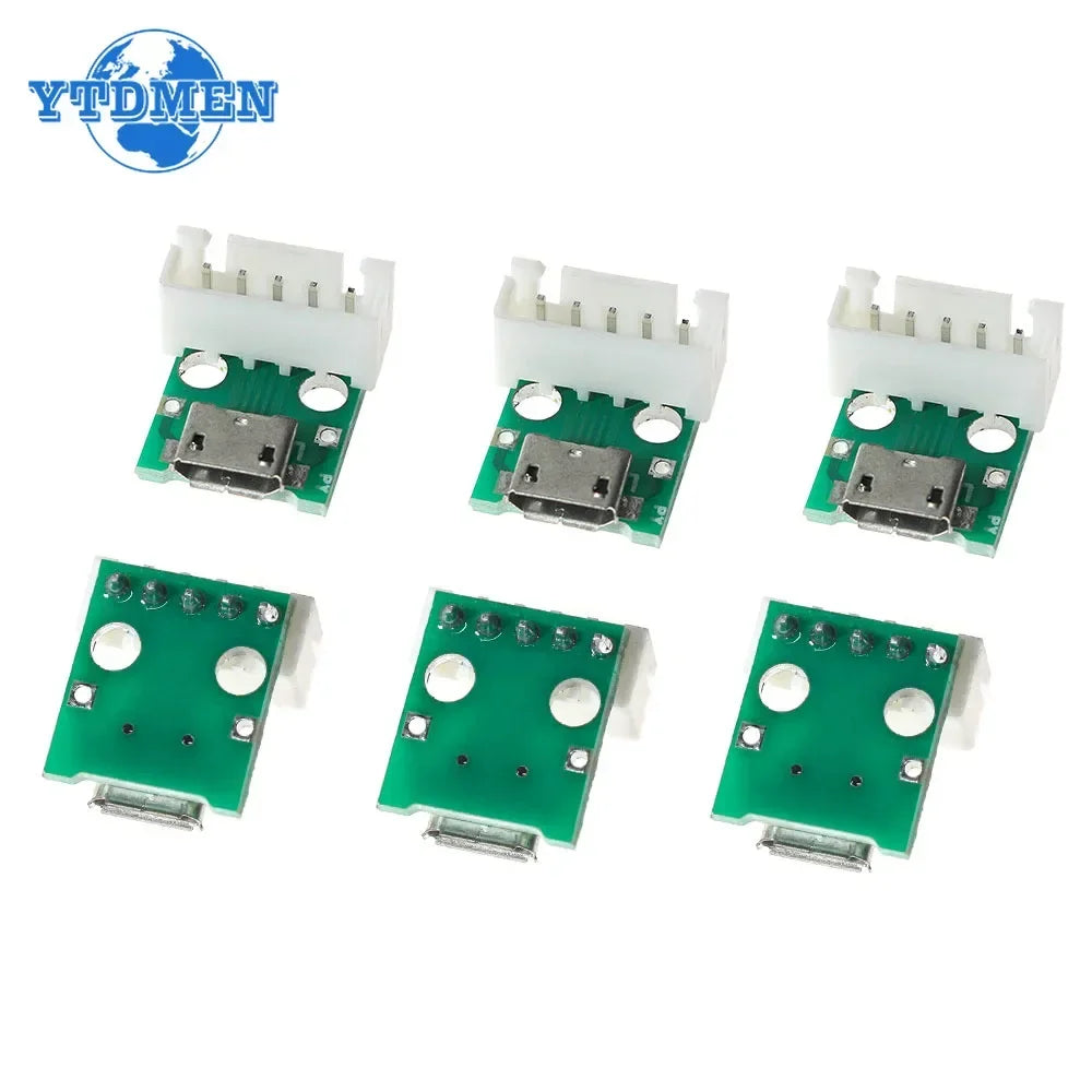 10pcs Female Connector MICRO USB To DIP Adapter 2.54mm 5pin Connector DIP PCB Adapter Breakout Board
