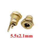 2Pcs Gold-plated 20A DC099 5.5 mm x 2.1mm DC Power Jack Socket 5.5*2.1 Female Panel Mount Connector 5.5*2.5mm Metal DC-099