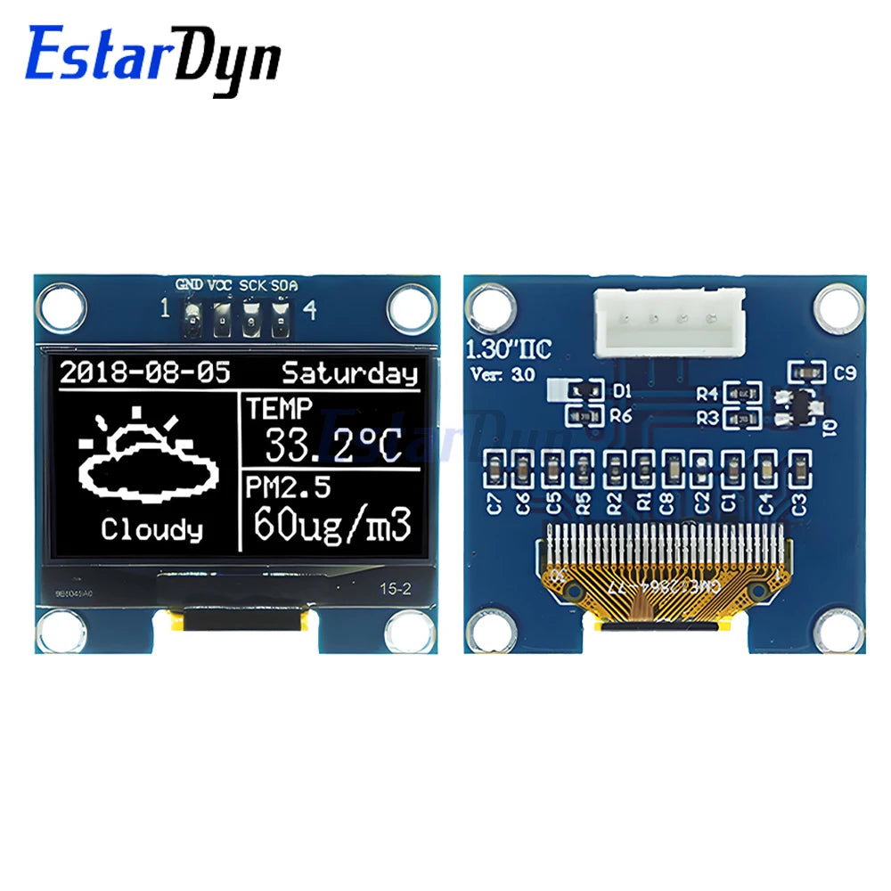 1.3 inch OLED RoHS Module 2.54mm Connecting Terminals SPI/IIC I2C Communicate White/Blue Color 128X64 1.3" OLED