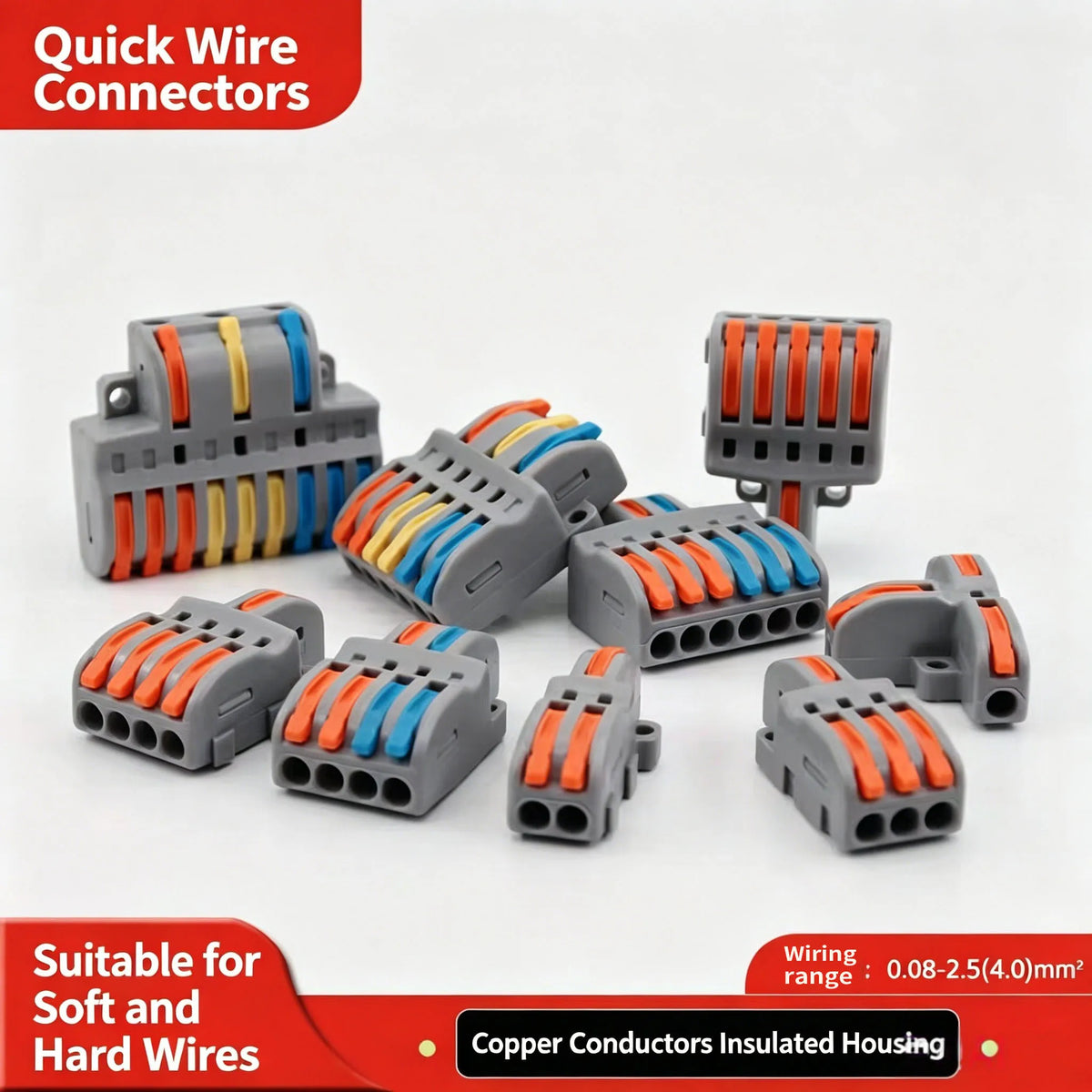 Multi-in Multi-out Quick Wire Connectors Universal Parallel Cable Splitter Splicing Electrical Wiring Terminal Block