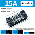 1Pc Dual Row Screw Terminal Block TB1503-TB1520 15A Fixed Wiring Strip Wire Connector