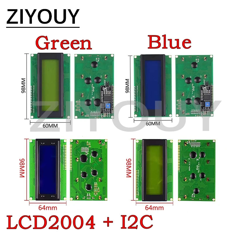 LCD2004 + I2C 20x4 2004A PCF8574T Blue/Green screen HD44780 Character LCD /w IIC/I2C Serial Interface Adapter Module for arduino