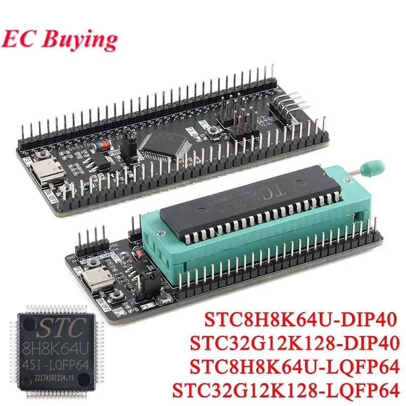 STC8H8K64U STC32G12K128 LQFP64 DIP40 8051 Microcontroller Core Learning Development Board Module USB Download Burning Simulation