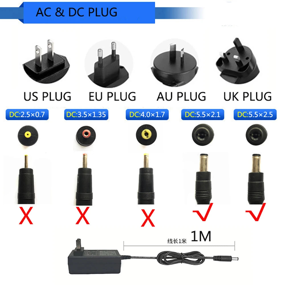 18650 Lithium Battery Charger 90 Degree Right Angle DC 4.2V 8.4V 12.6V 16.8V 21V 29.4V 1A 2A DC Power Supply Adapter