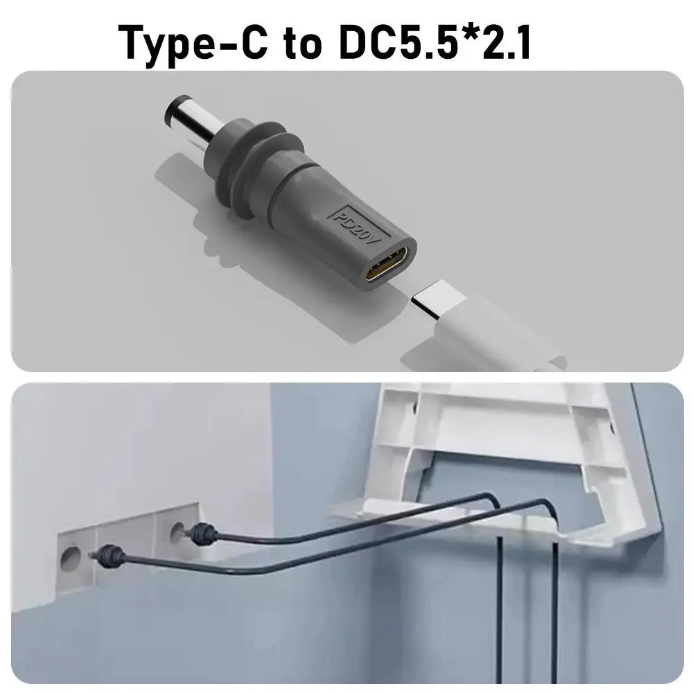 For Starlink Mini PD100W USB C Female to DC5521 Male Connector Charge Barrel Jack Power Adapter C to DC/D to D Power Adapter