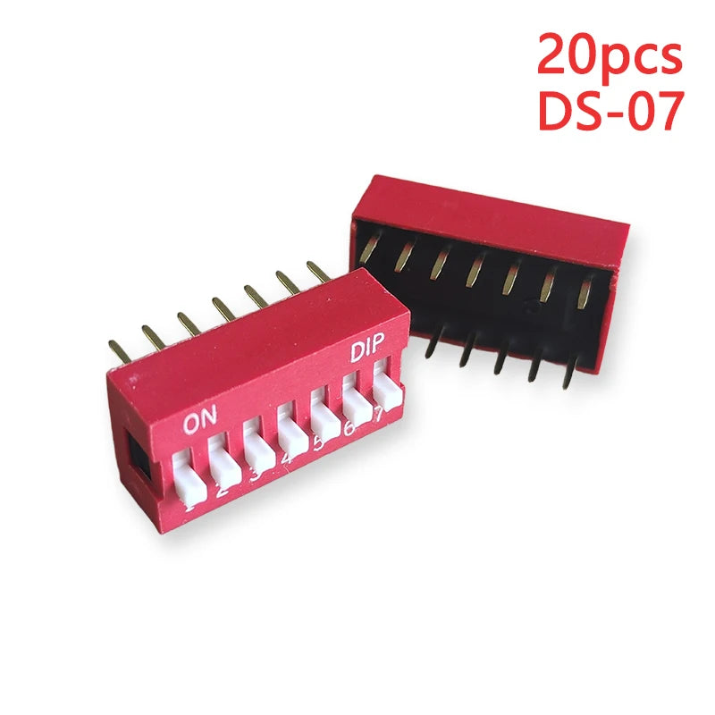 20PCS Red Toggle DIP Switch Module Spacing 2.54MM 24V Inline 1 2 3 4 5 6 7 8 9 10 12 PIN Quick Dial The Code Switch