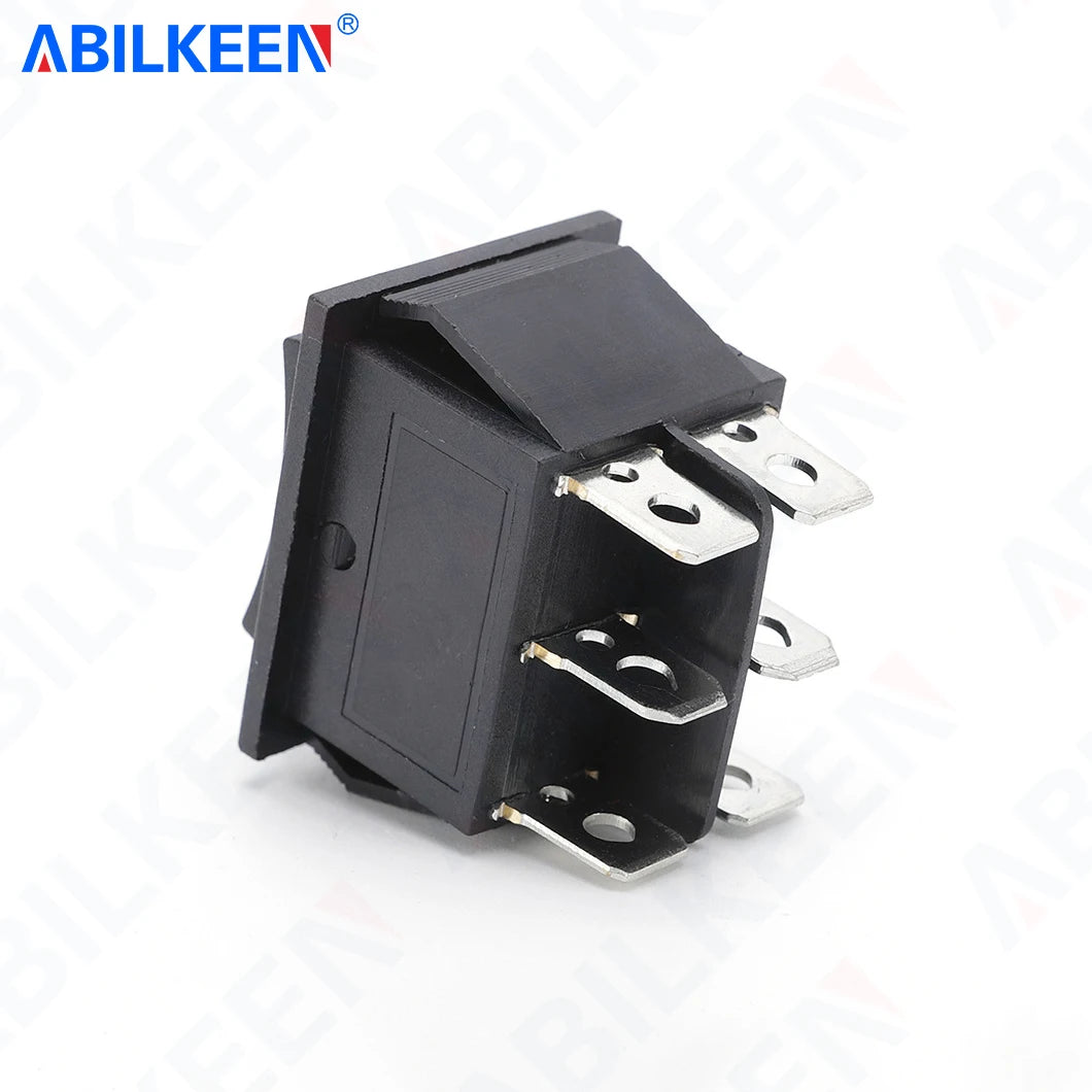 50PCS/LOT ABILKEEN KCD2-203-3 Rocker Toggle Switch DPDT 6Pin Latching/Momentary(Reset) 3Position KCD2 Rocker Switch 16A 250VAC