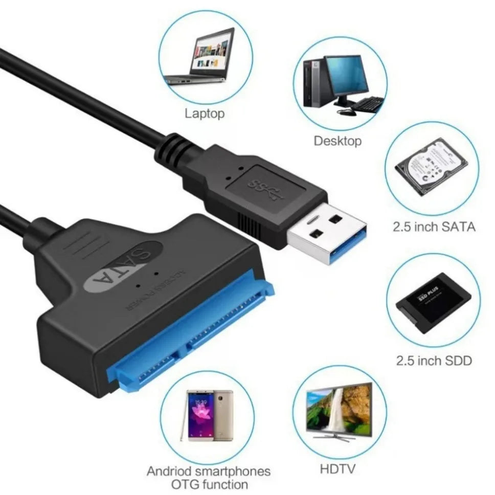USB SATA 3 Cable Sata To USB 3.0 / 2.0 Adapter Support 2.5Inch External SSD HDD Hard Drive UP To 6 Gbps 22 Pin Sata III Cable