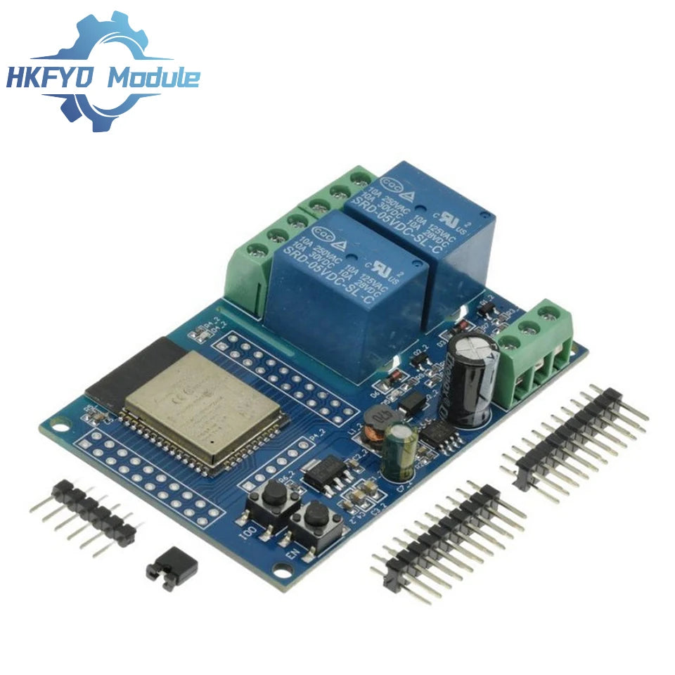 2-Channel WiFi Relay Module with for ESP32  DC5-60V Power Supply, Optocoupler Isolated, for Smart Load Control