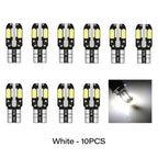 10PCS W5W T10 LED Bulbs Canbus 5730 8SMD 12V 6000K for Car Turn Signal Reading Brake Trunk Hood Width Clearance Lights