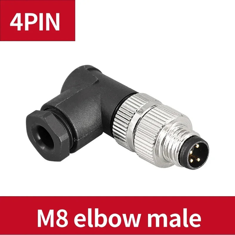 5 PCS M8 3/4/5/6/8 Pin Waterproof  ELBOW Sensor Connector Male&Female Aviation Plug&Socket D Type Screw Lock