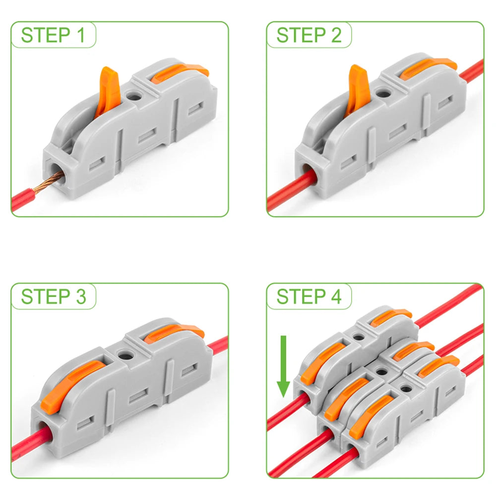 25/50/100PCS Lever Wire Connector 2 Pin 1 in 1 out Splicing Terminal Blocks Led Strip Lighting Home Electric Quick Connectors
