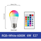 1-10PCS LED Intelligent RGBW Bulb GU10 E27 E14 24 Key Infrared Remote Control AC110V 230V 6W 10W Color Plus White Light Dimming
