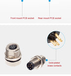 CAZN M8 Welding Panel Connector Male Female Back Mount Socket SMD 3 4 5 6 8 Core Angle Pin Male and Female Socket