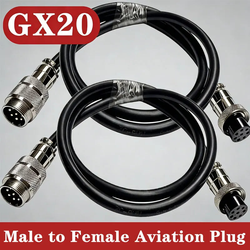 3Pin GX20 Male to Female Docking Aviation Plug with Wire 4/5/6/7/8/9/10/11/12Pin Extension Line M20 Revolving Female Power Cord