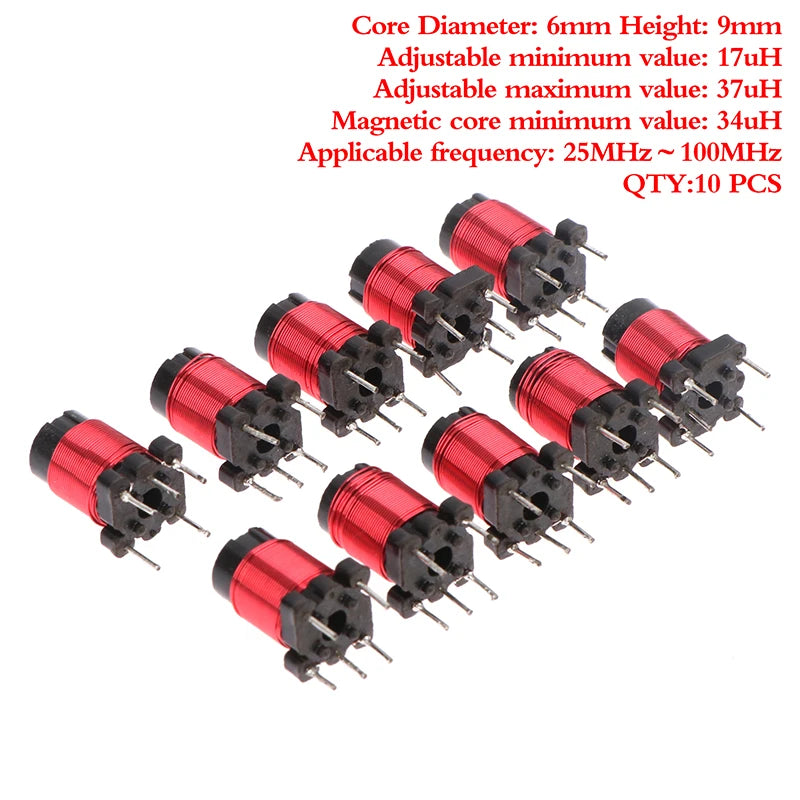10pcs 50T 13uh-34uH Adjustable High-Frequency Ferrite Core Inductor Adjustable High Frequency Ferrite Core Coils