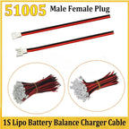 20PCS 51005 1S Lipo Balance Charger Cable 100mm Silicone Male/Female Plug 2.0mm Pitch for RC Models Indoor Drones Accessories
