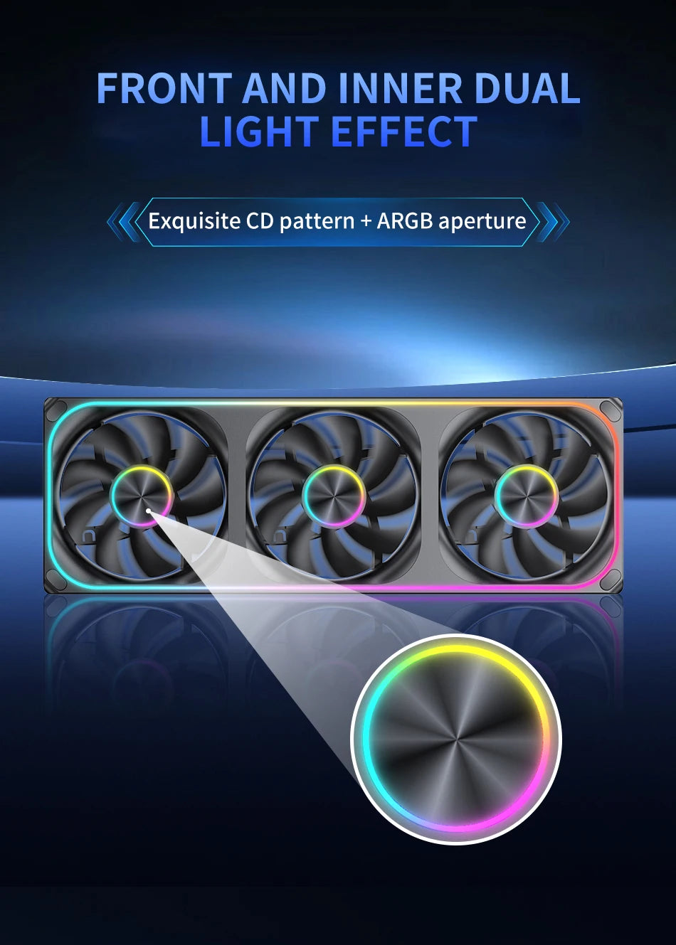 V360/120 ARGB Computer Case Cooling Fan, Infinity Mirror Series/CD pattern/Hydraulic bearings Integrated cooling fan