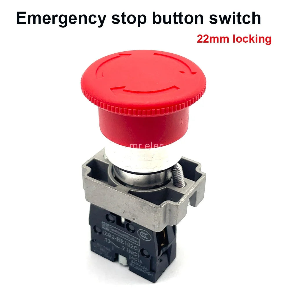 10PCS Emergency Stop Button Switch XB542 Self-Locking Stop XB2-BS545 Rotation Reset Mushroom Head Normally Open Normally Closed